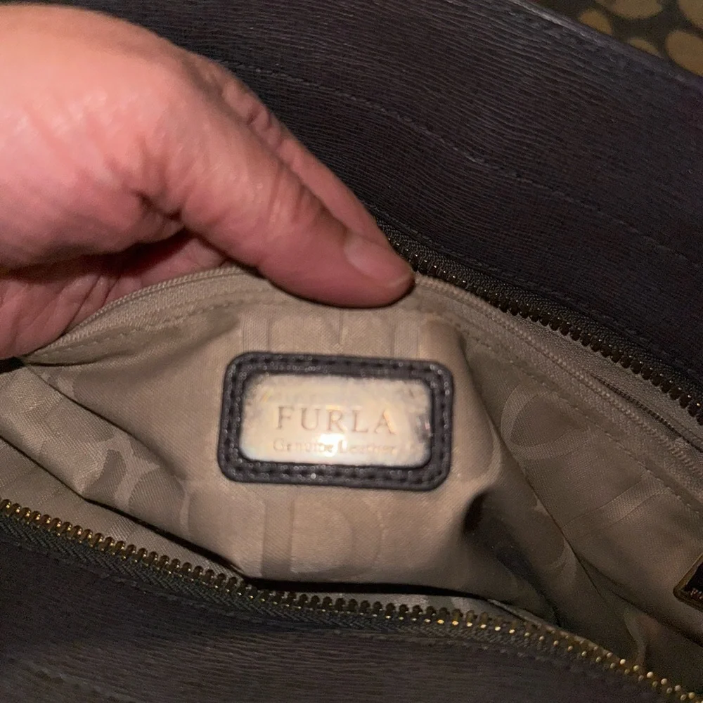 Furla grey Leather tote Bag
